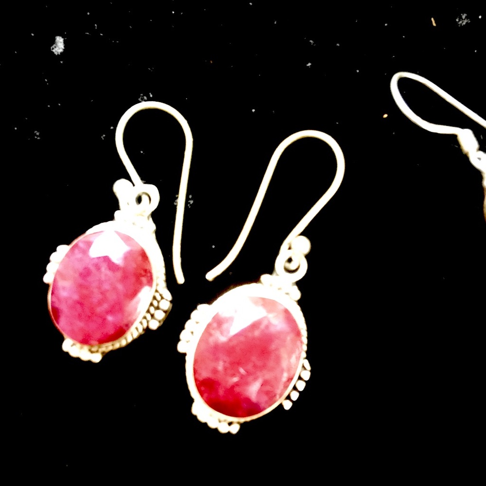 Sterling Silver Ruby Earrings .925